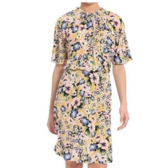 Maggy London Floral Print Dress Size 2 Elastic At The Waist. - Picture 1 of 5